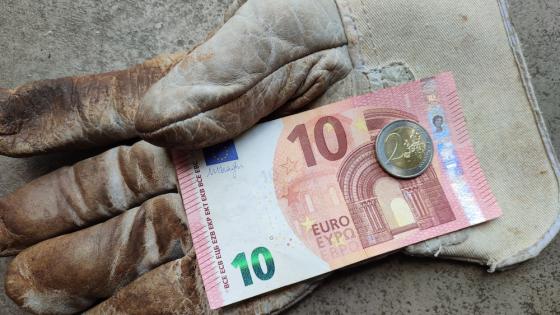 Glove and euros representing minimum wage in Germany