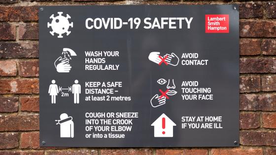 Image of COVID-19 safety information sign for shoppers 