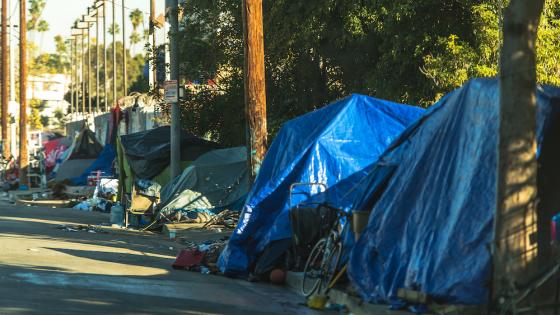 Homeless tent camp in West Hollywood, LA