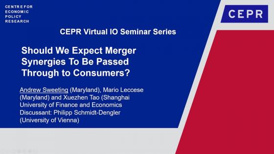 Blue background with white text "CEPR Virtual IO Seminar Series" with CEPR logo