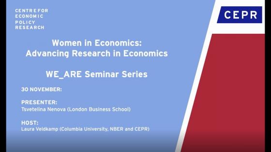 Blue background with white text "WE_ARE Seminar series" with CEPR logo