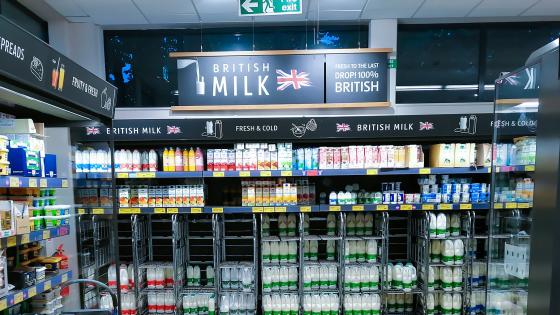 Photo of British milk adversiting in supermarket