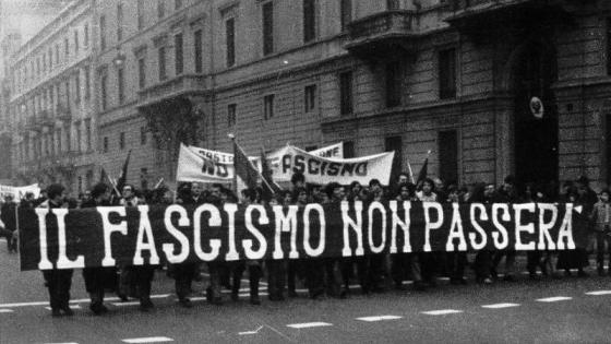 Image of anti-fascism protest in Italy during World War Two