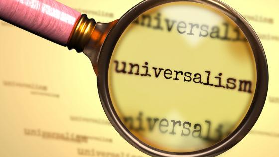 Magnifying glass over the work "universalism"