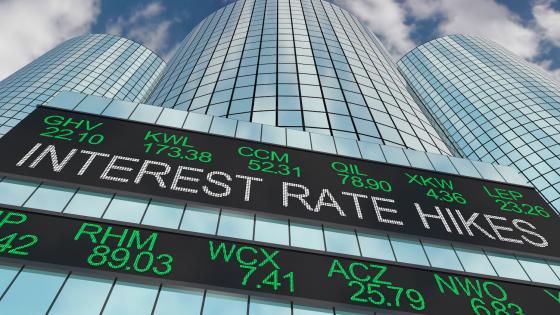 Interest rate hikes on billboard