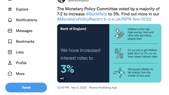 Tweet by Bank of England