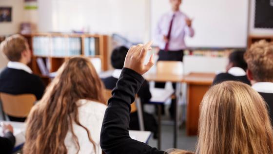 Student Raising Hand To Ask Question In Classroom