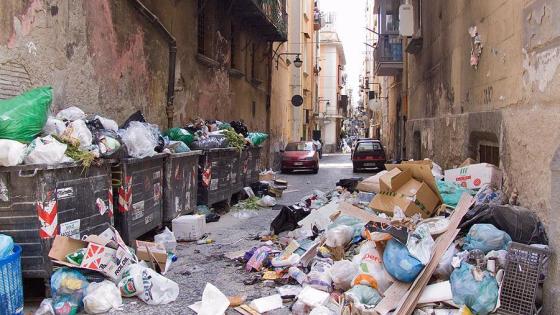 Uncollected rubbish in Naples, Italy