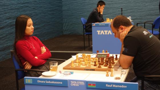 Dinara Saduakassova vs. Rauf Mamedov at the Tata Steel chess tournament 2020