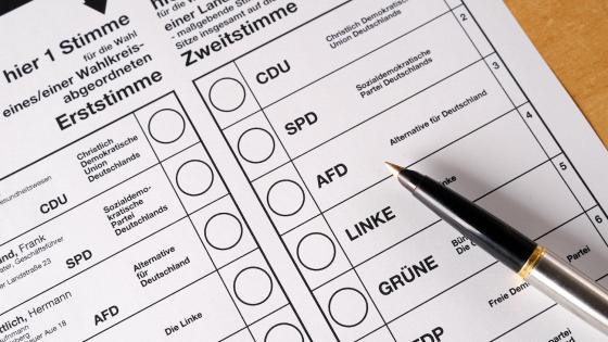 Ballot paper for German election