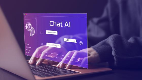 Person using laptop to chat with AI