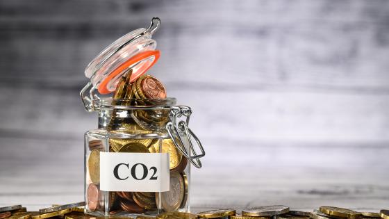 Jar full of euros with a 'CO2' label