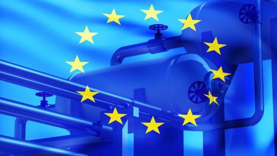 Gas pipes and EU flag