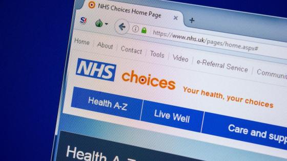 An image of the NHS website
