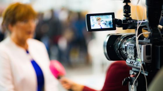 Woman politician being interviewed for television