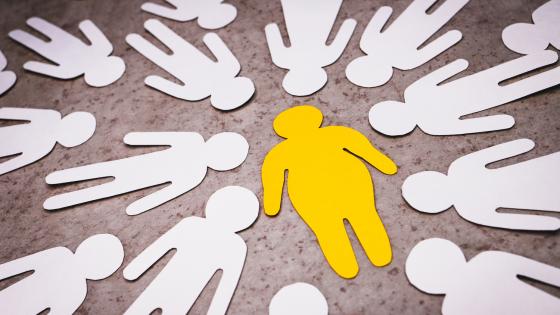 Cut out paper people representing discrimination against overweight people