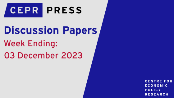 CEPR PRESS logo with wording: Discussion Papers week ending: 03 December 2023