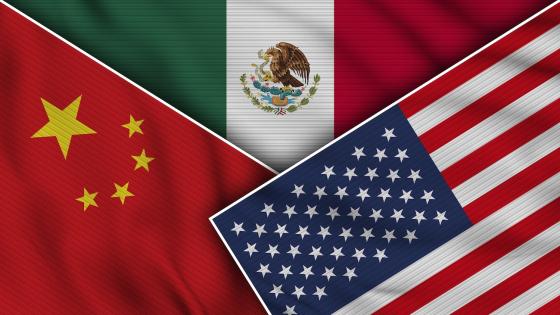 Flags of Mexico, China and United States