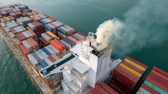 Emissions from a large cargo ship