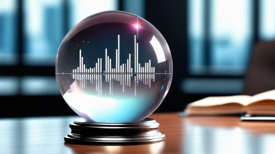 Crystal ball with containing financial chart