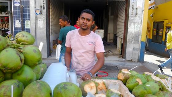 Coconut water vendor in Brazil
