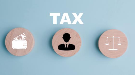 Tax icons on wooden discs