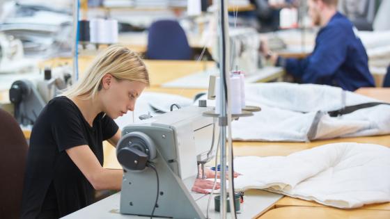 Woman working in textile factory