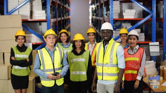 Team in warehouse