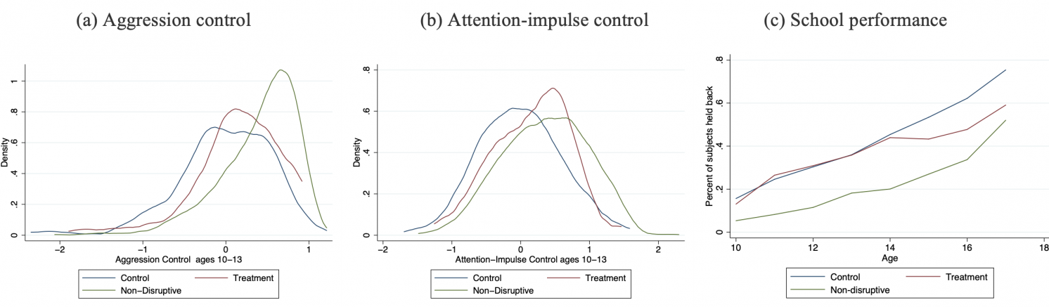 Figure 1 Impacts on self-control (aggression and attention) and school performance
