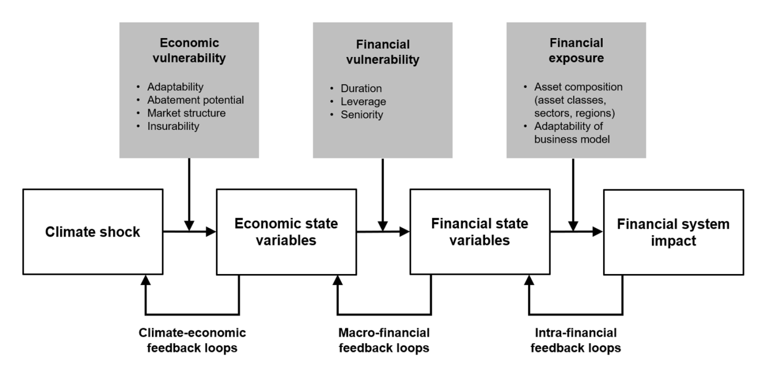 Figure 2 Moderating variables and feedback loops in the climate-financial relation