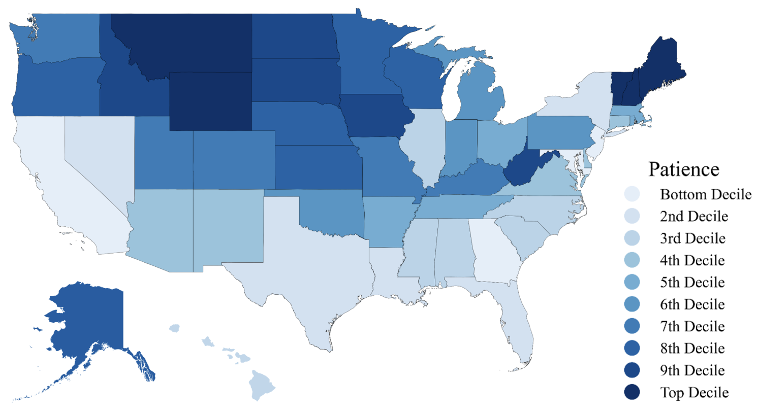 Figure 2 Facebook-derived measure of patience for US states