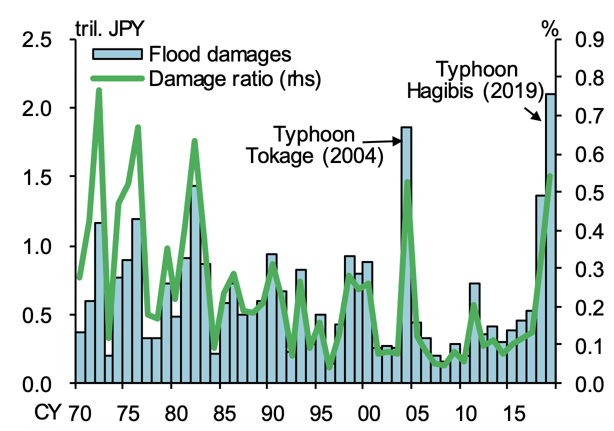 Figure 1 Time series of flood damage in Japan