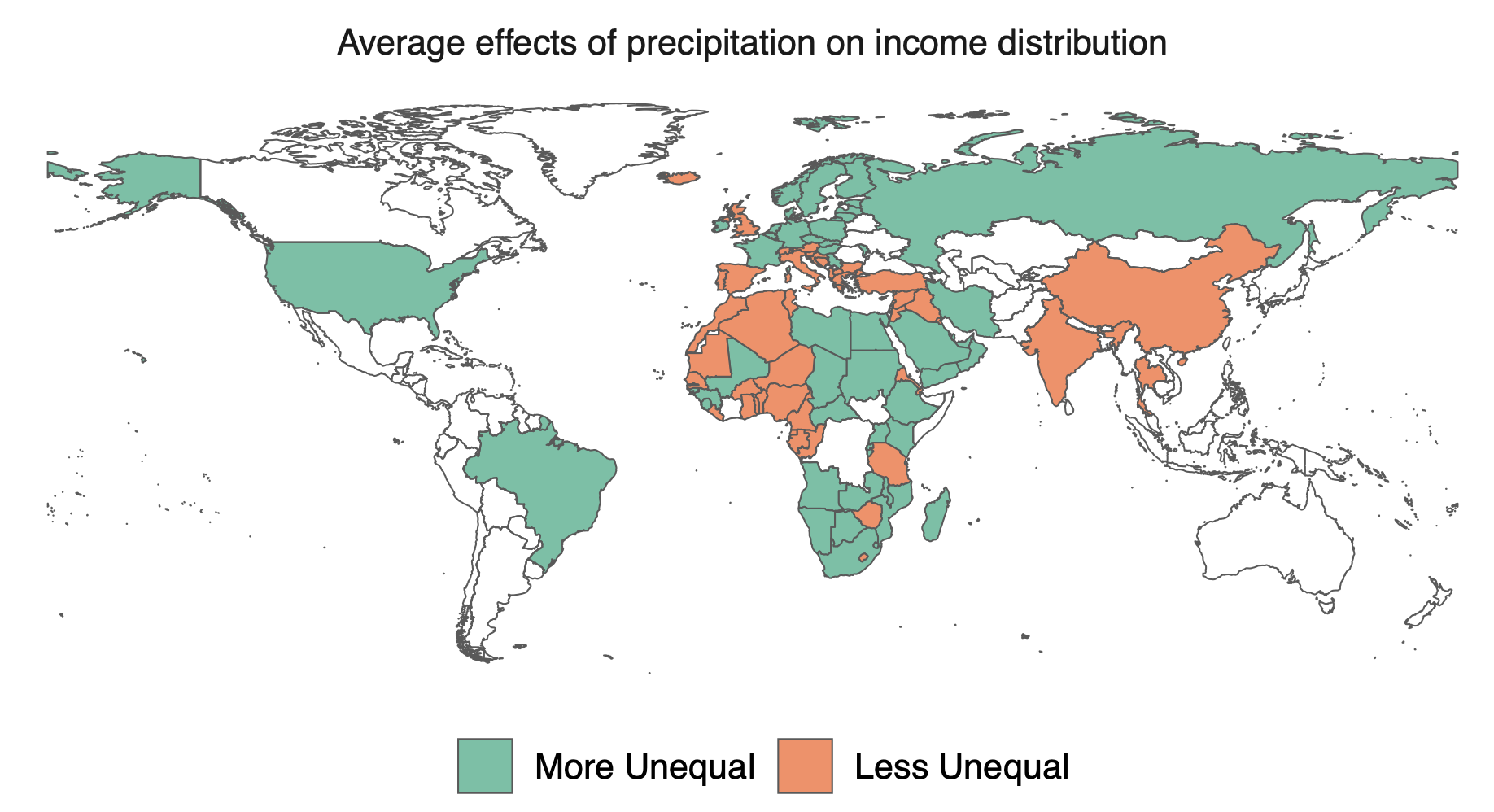 Figure 2 Average projected effects on bottom 50% shares due to precipitation