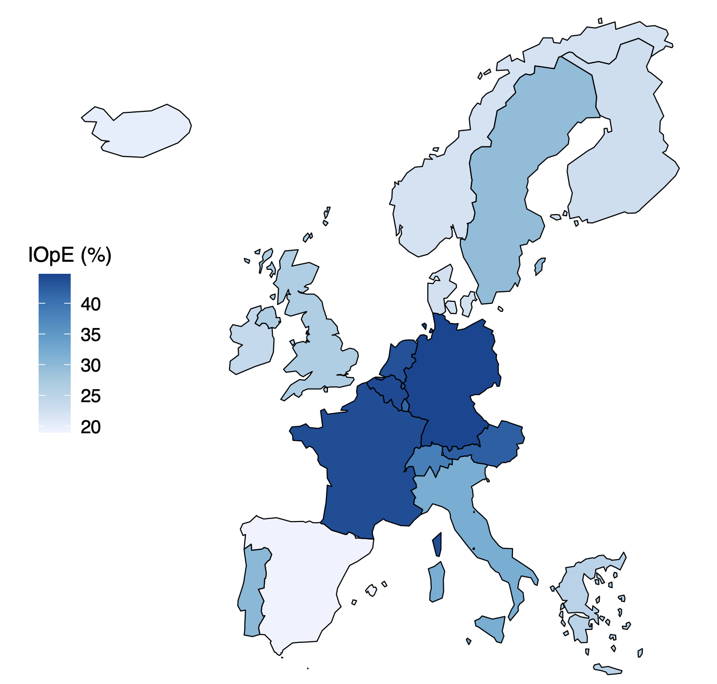 Figure 1 Inequality of opportunity in educational achievement in Western Europe